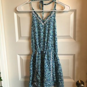 Blue Ditsy Floral Romper